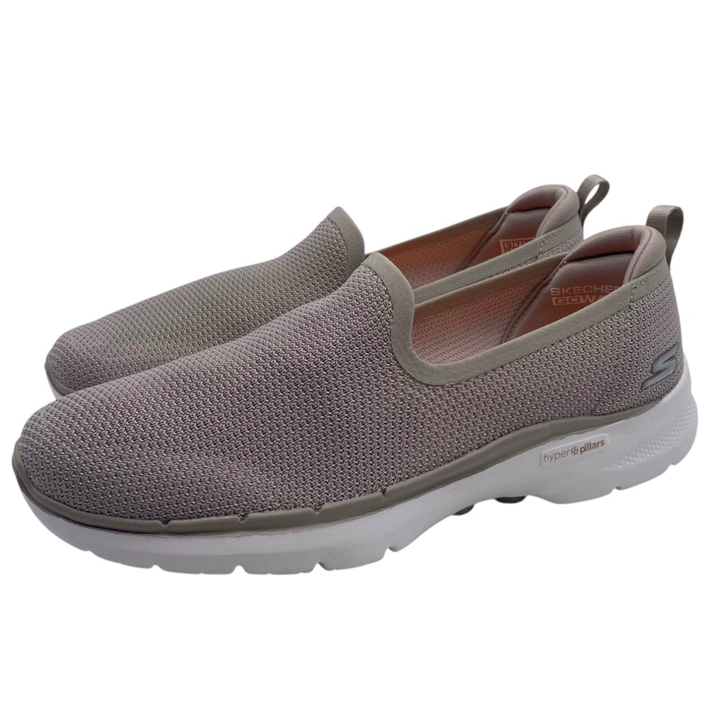 Skechers Womens Shoes Go Walk 6 Slip On Sz 10 Gray Taupe Stretch Comfort Flat